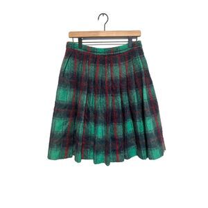 NWT Blugirl Blumarine Plaid Mohair Wool Blend Pleated Midi Preppy Skirt M
